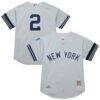 Derek Jeter New York Yankees Mitchell & Ness Cooperstown Collection 2000 World Series Authentic Jersey - Gray - Front View