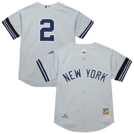 Derek Jeter New York Yankees Mitchell & Ness Cooperstown Collection 2000 World Series Authentic Jersey - Gray - Front View
