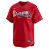 Atlanta Braves Nike Alternate Limited Custom Jersey - Red - Back View