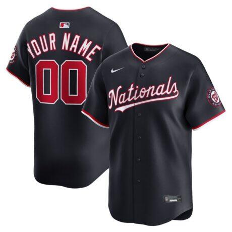 Washington Nationals Nike Alternate Limited Custom Jersey - Navy - Front View