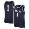 Duke Blue Devils Nike #1 Alternate Replica Basketball Jersey - Navy - Front View