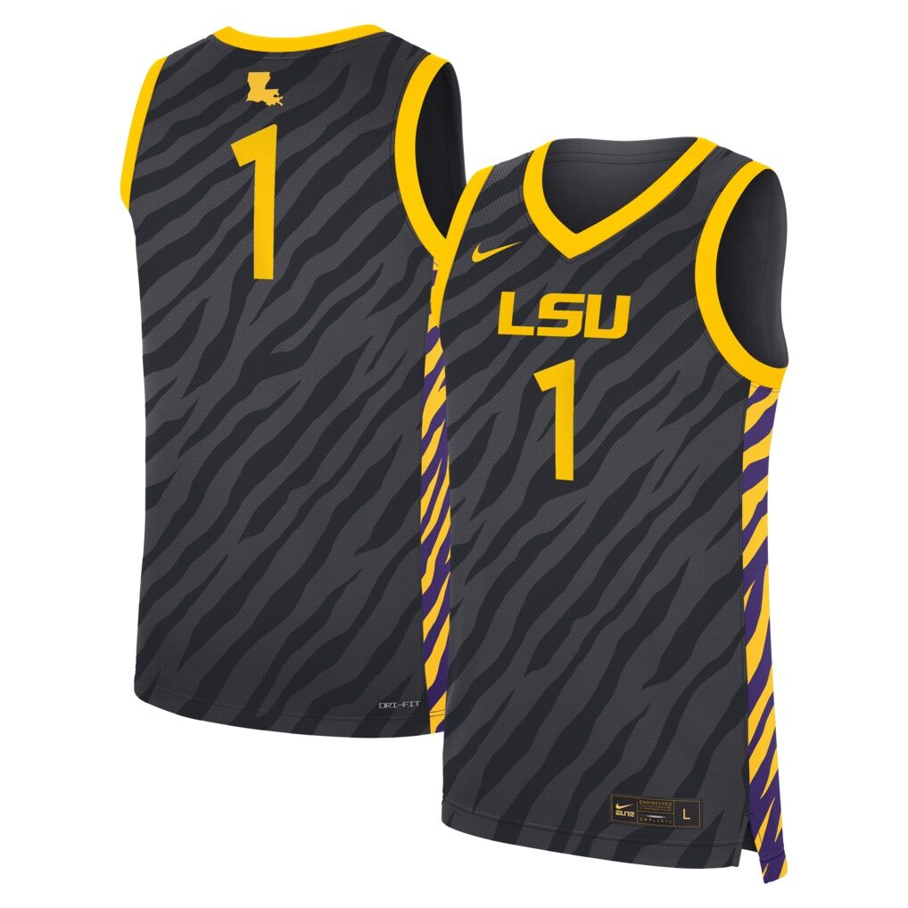 #1 LSU Tigers Nike Unisex  Replica Basketball Jersey - Anthracite