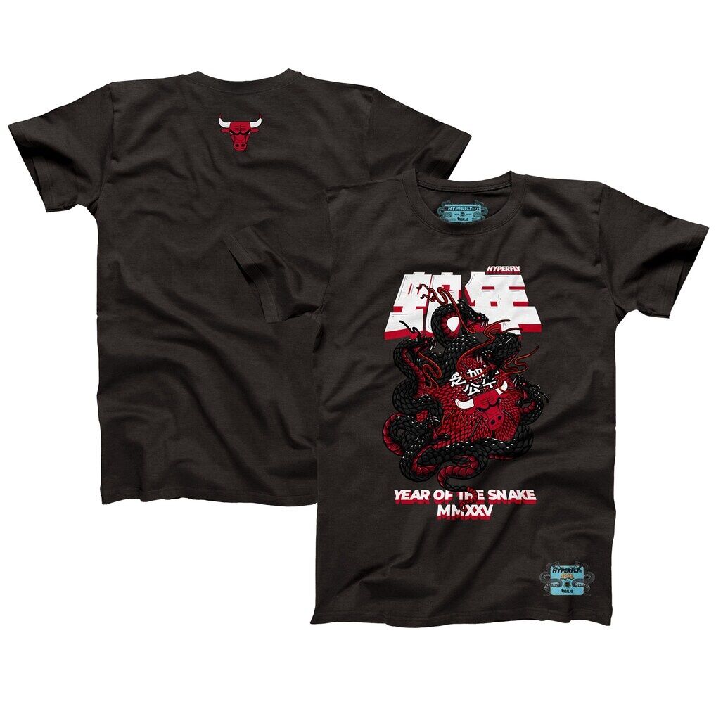 Chicago Bulls NBALab x Hyperfly Unisex Year of the Snake Lunar New Year Collection T-Shirt - Heather Black