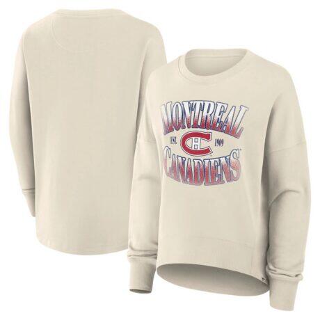 Montreal Canadiens Fashion7 Women's Oversized Vintage Slice Pullover Sweatshirt - Cream - Front View