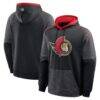 Ottawa Senators Fashion7 Goaltender Defender Raglan Pullover Hoodie - Black - Front View