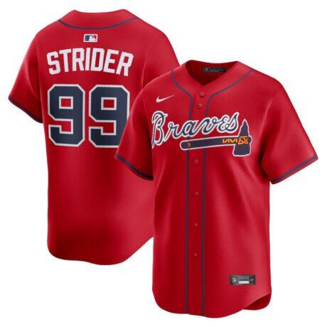 Spencer Strider Atlanta Braves Nike Alternate Limited Player Jersey - Red - Front View