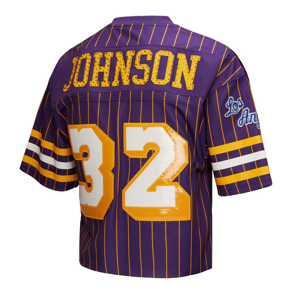 Magic Johnson Los Angeles Lakers Mitchell & Ness x DANNIJO Women's Cropped Football Fashion Jersey