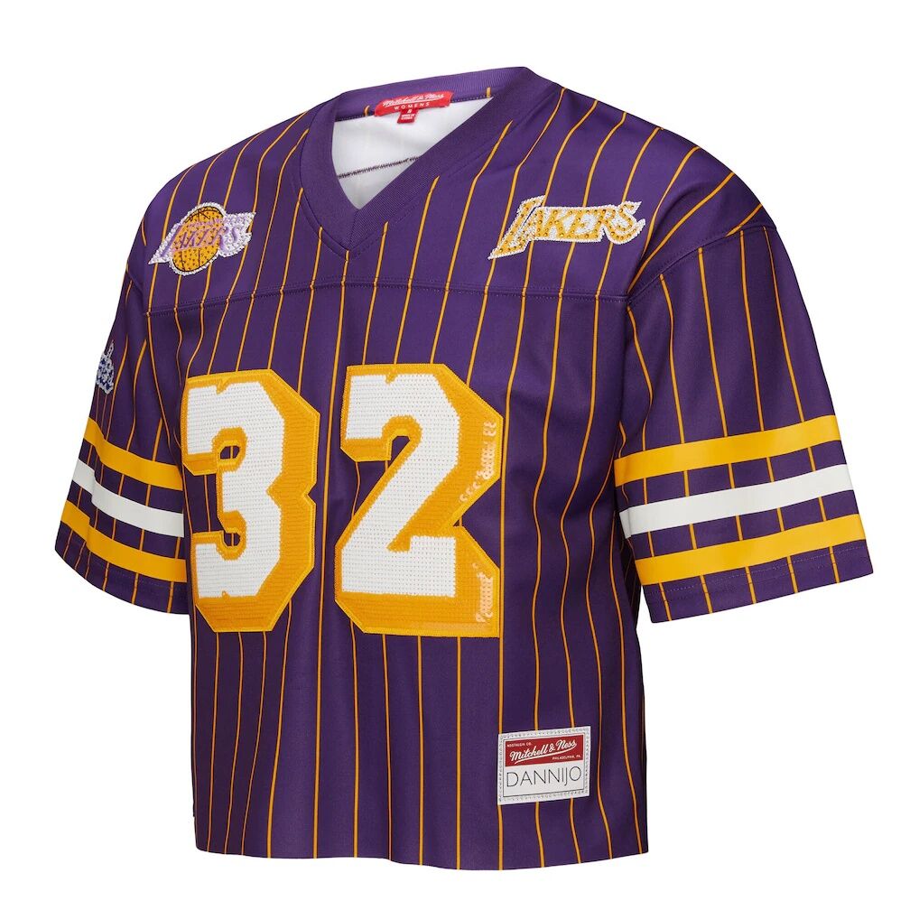 Magic Johnson Los Angeles Lakers Mitchell & Ness x DANNIJO Women's Cropped Football Fashion Jersey