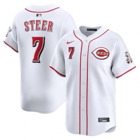 Spencer Steer Cincinnati Reds Nike Home Limited Player Jersey - White - Front View