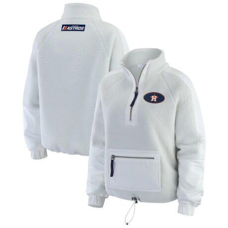 Houston Astros WEAR by Erin Andrews Women's Polar Fleece Quarter-Zip Jacket - Gray - Front View
