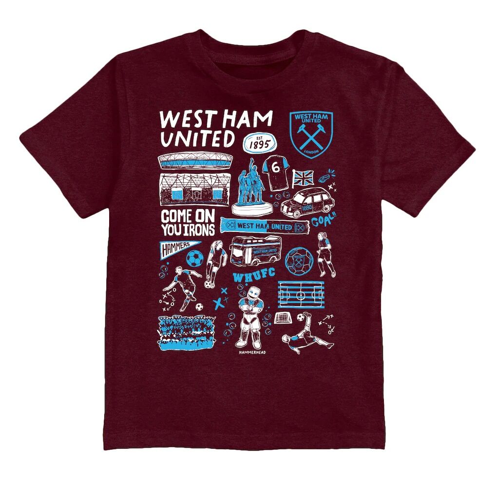 West Ham United Vive La Fete Toddler Impressions Artwork T-Shirt - Claret