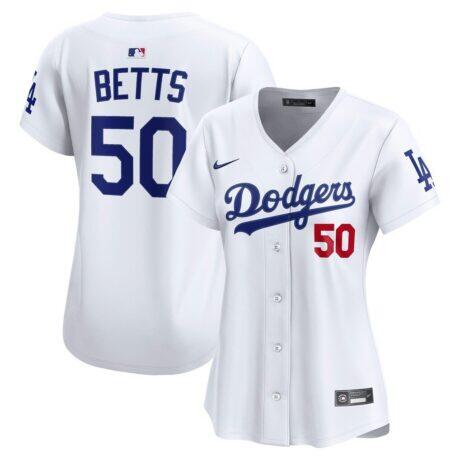 Mookie Betts Los Angeles Dodgers Nike Women's Home Limited Player Jersey - White - Front View