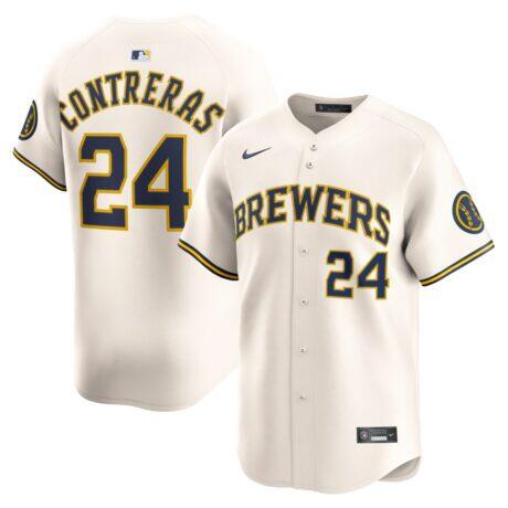 William Contreras Milwaukee Brewers Nike Home Limited Player Jersey - Cream - Front View