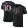 Lionel Messi Inter Miami CF Authentic Stack Name & Number T-Shirt - Black - Front View
