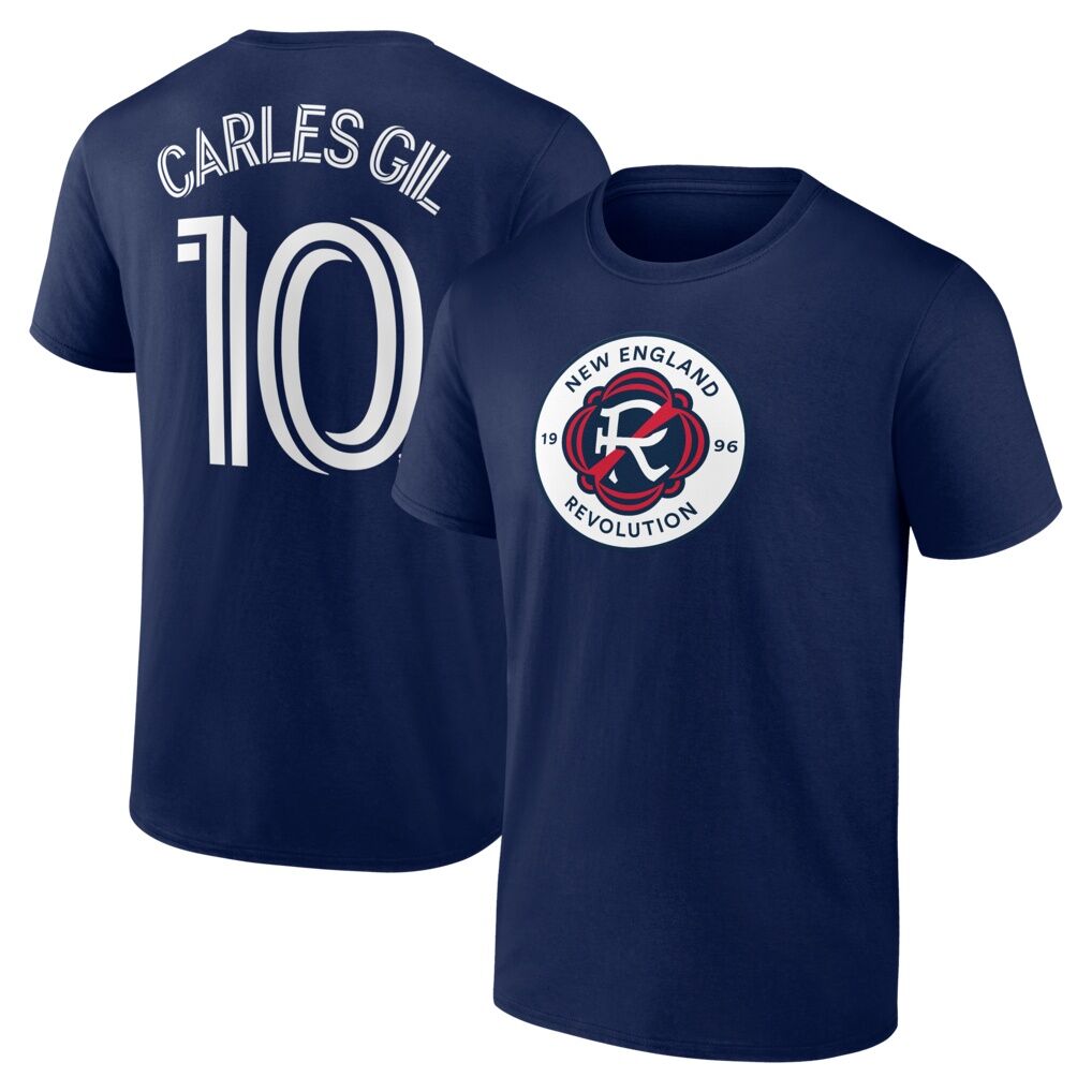 Carles Gil New England Revolution Authentic Stack Name & Number T-Shirt