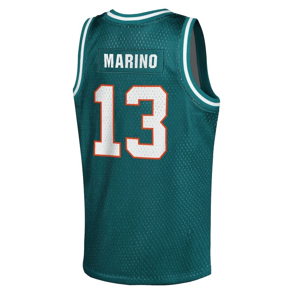 Dan Marino Miami Dolphins Mitchell & Ness Youth Retired Player NFL Basketball Fashion Jersey - Aqua