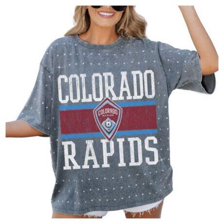 Colorado Rapids Gameday Couture Women's Oversized Mini Rhinestone Classic T-Shirt - Gray - Front View