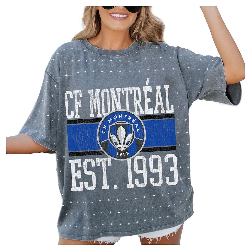 CF Montreal Gameday Couture Women's Oversized Mini Rhinestone Classic T-Shirt