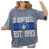 CF Montreal Gameday Couture Women's Oversized Mini Rhinestone Classic T-Shirt - Gray - Front View