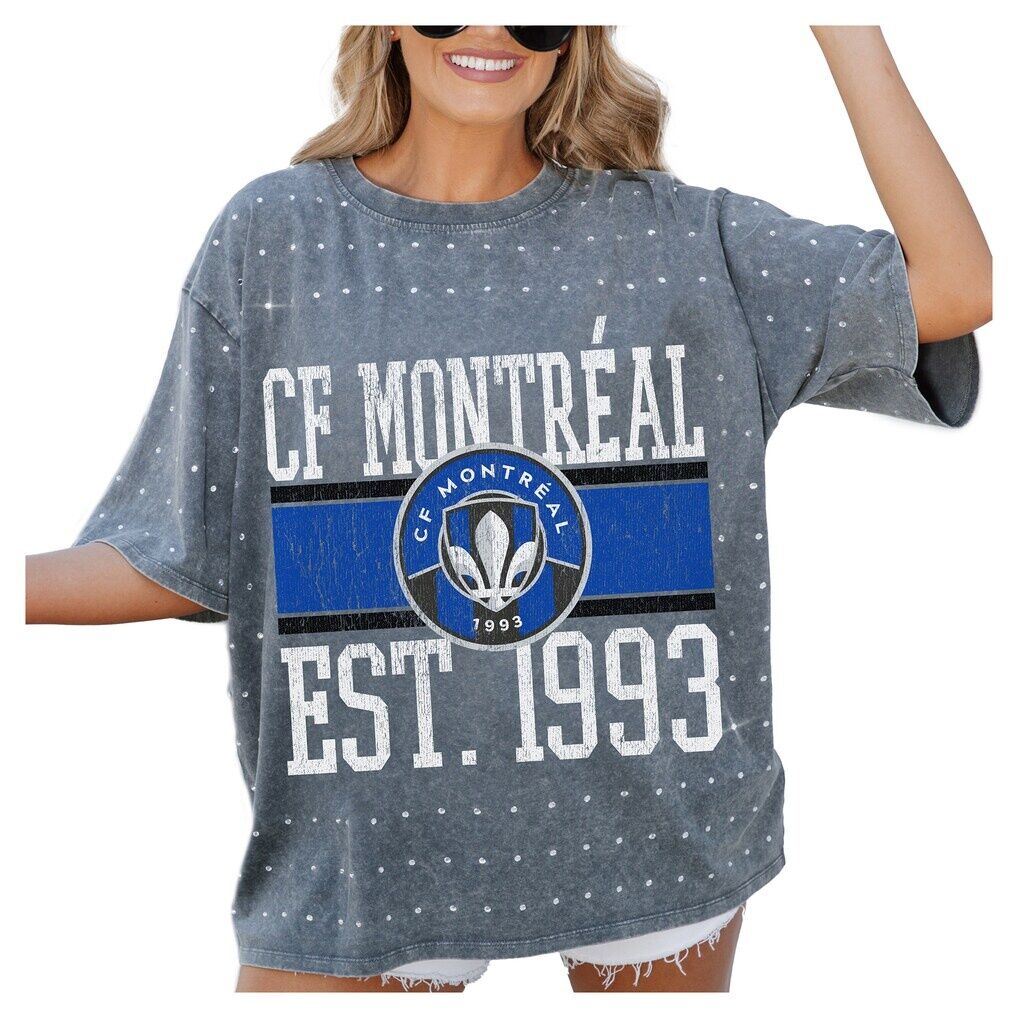 CF Montreal Gameday Couture Women's Oversized Mini Rhinestone Classic T-Shirt