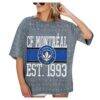 CF Montreal Gameday Couture Women's Oversized Mini Rhinestone Classic T-Shirt - Gray - Side View