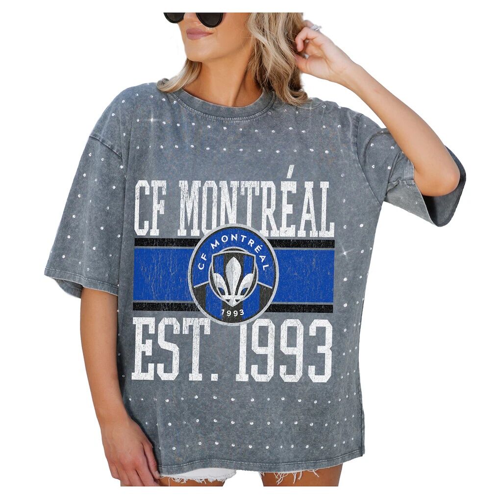 CF Montreal Gameday Couture Women's Oversized Mini Rhinestone Classic T-Shirt