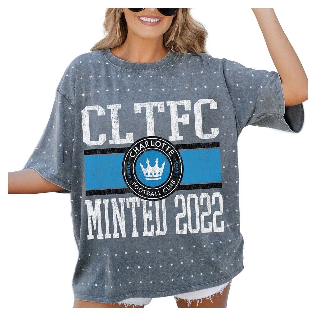 Charlotte FC Gameday Couture Women's Oversized Mini Rhinestone Classic T-Shirt