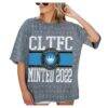 Charlotte FC Gameday Couture Women's Oversized Mini Rhinestone Classic T-Shirt - Gray - Side View