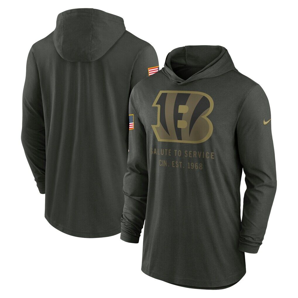 Cincinnati Bengals Nike 2025 Salute to Service Sideline Dri-FIT Lightweight Hooded Pullover – Forest Green