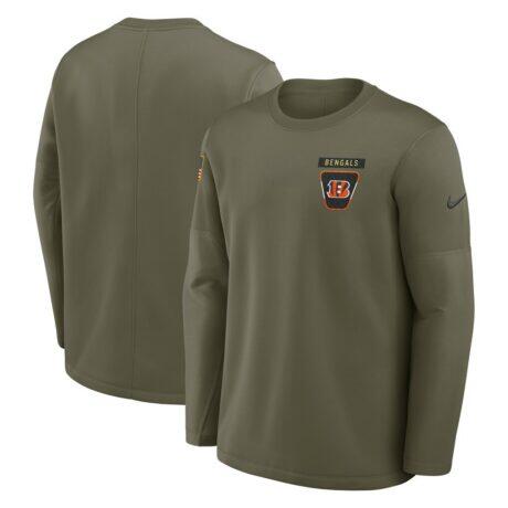 Cincinnati Bengals Nike 2025 Salute to Service Sideline Coaches Therma-FIT Long Sleeve Shirt - Olive