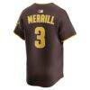 Jackson Merrill San Diego Padres Nike Home Limited Player Jersey - Brown - Detail View