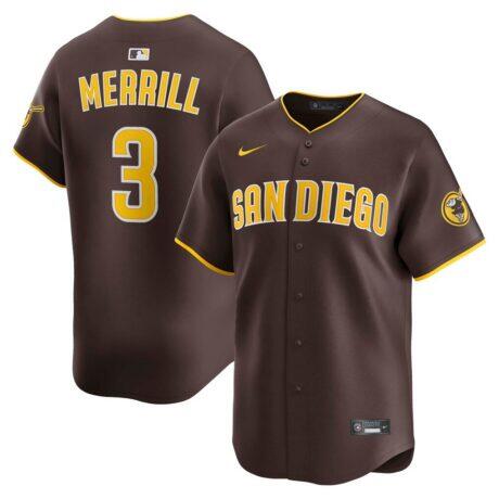 Jackson Merrill San Diego Padres Nike Home Limited Player Jersey - Brown - Front View