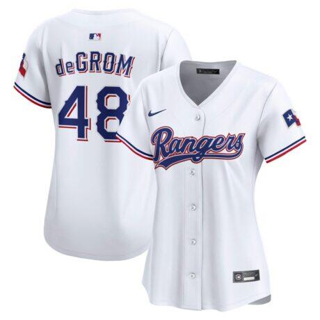Jacob deGrom Texas Rangers Nike Women's Home Limited Player Jersey - White - Front View