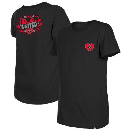 D.C. United New Era Girls Youth Bubble Heart T-Shirt - Black - Front View