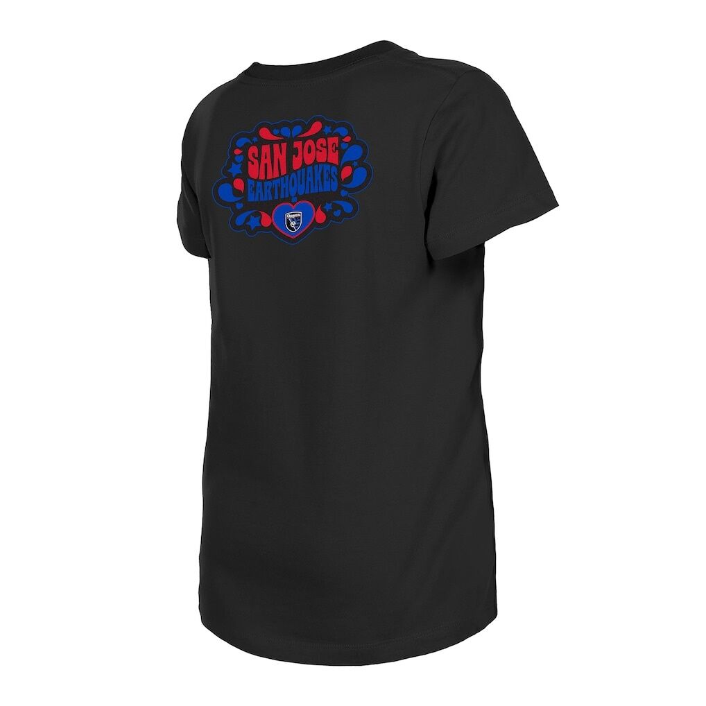 San Jose Earthquakes New Era Girls Youth Bubble Heart T-Shirt