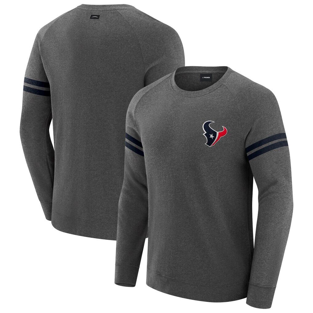 Houston Texans J. Palmer Players Lounge Raglan Tri-Blend Sweatshirt – Dark Heather Gray