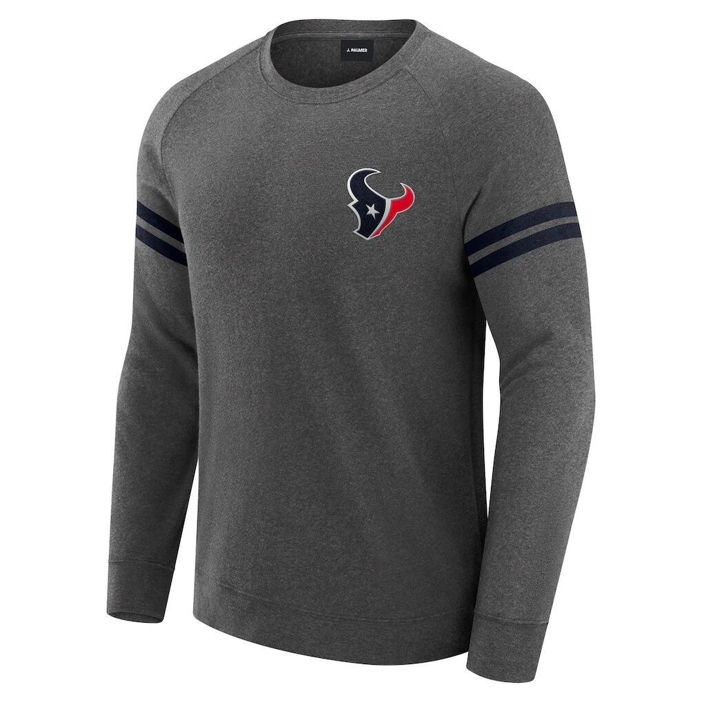 Houston Texans J. Palmer Players Lounge Raglan Tri-Blend Sweatshirt – Dark Heather Gray