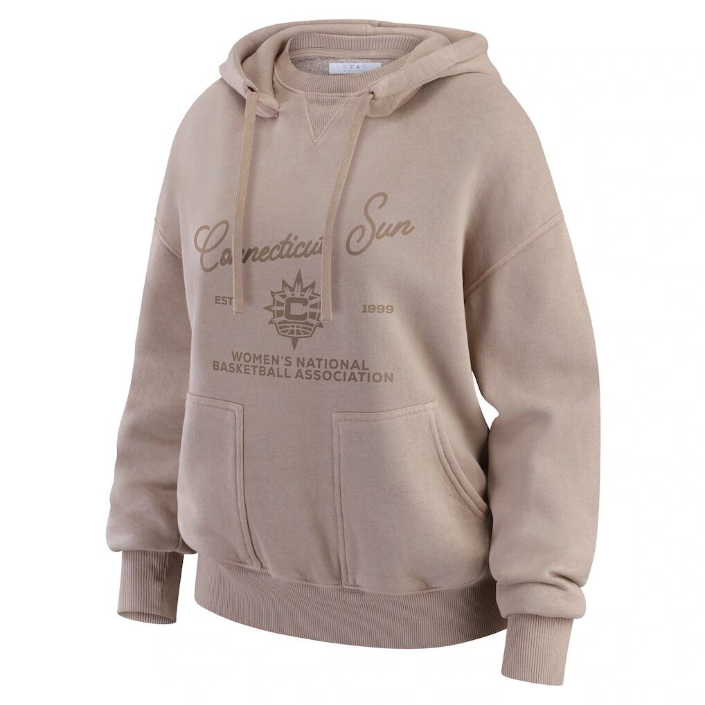 Connecticut Sun WEAR by Erin Andrews Women's Washed Pullover Crewdie - Tan