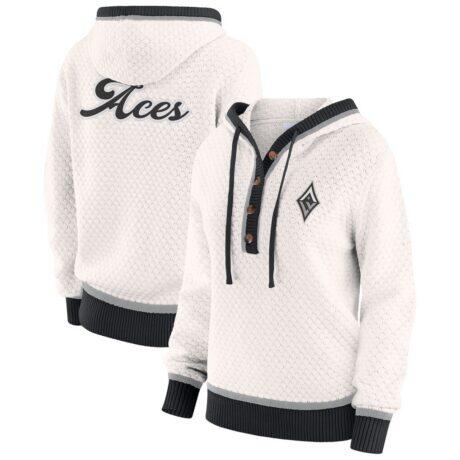 Las Vegas Aces WEAR by Erin Andrews Women's Hooded Sweater - Cream - Front View