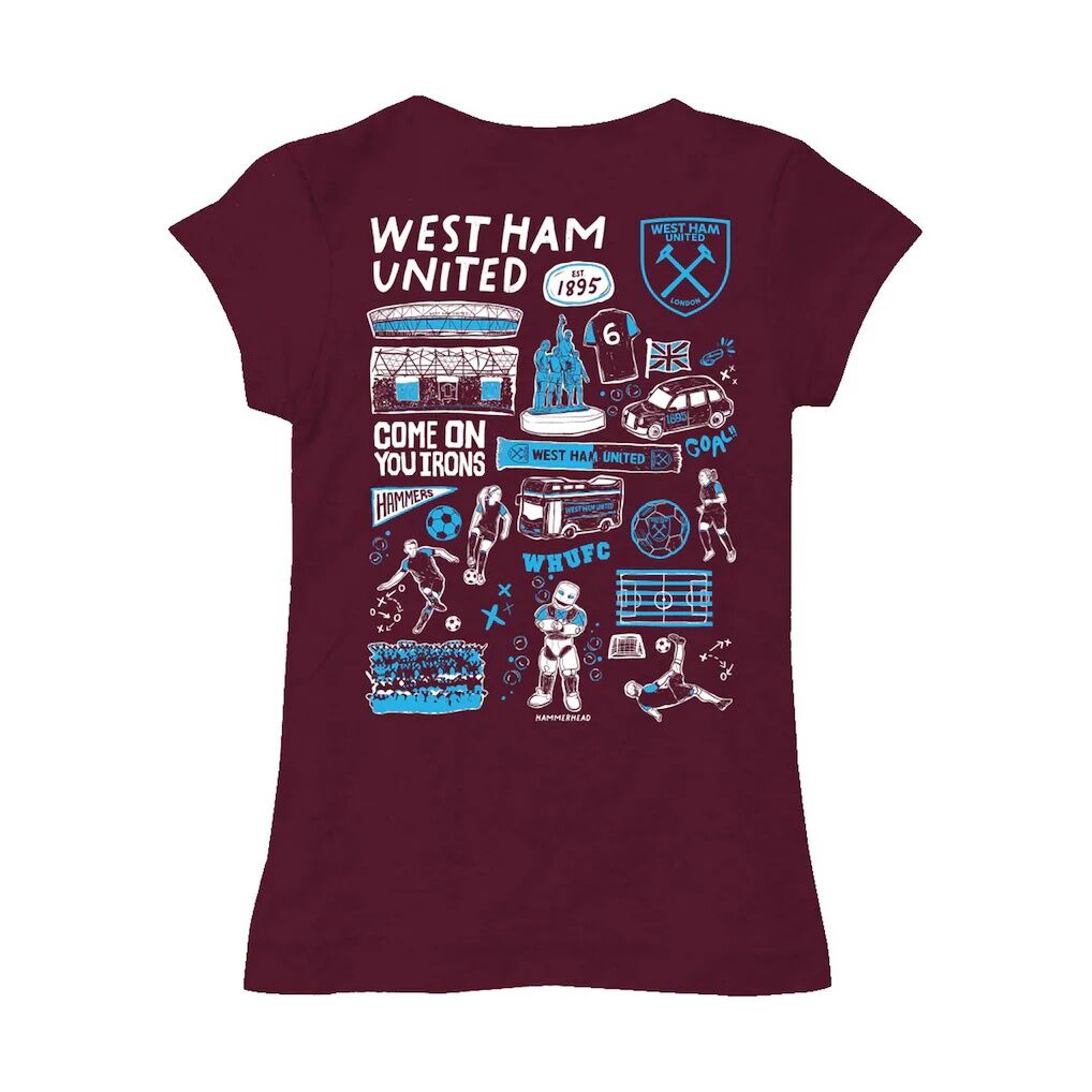West Ham United Vive La Fete Girls Youth Color Badge Fitted T-Shirt - Claret