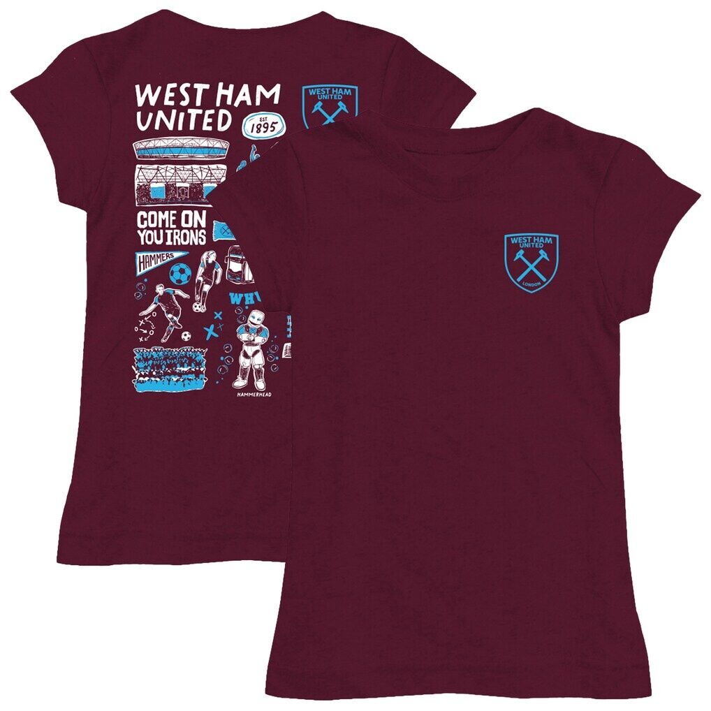 West Ham United Vive La Fete Girls Youth Color Badge Fitted T-Shirt - Claret