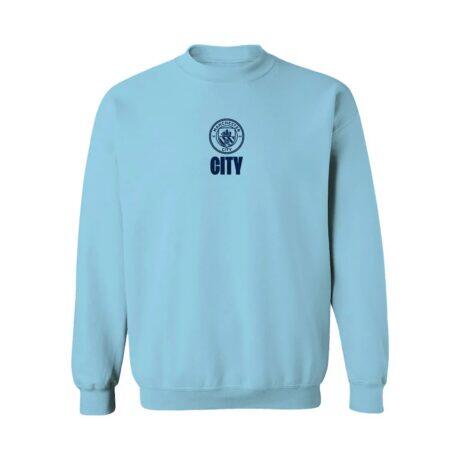 Manchester City Vive La Fete Women's Color Badge Pullover Sweatshirt - Sky Blue - Front View