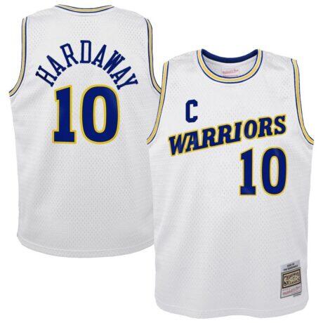 Tim Hardaway Golden State Warriors Mitchell & Ness Youth 1990-91 Hardwood Classics Swingman Throwback Home Jersey - White - Front View