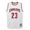 LeBron James Cleveland Cavaliers Mitchell & Ness Youth 2015-16 Hardwood Classics Swingman Throwback Home Jersey - White - Back View