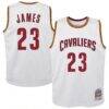LeBron James Cleveland Cavaliers Mitchell & Ness Youth 2015-16 Hardwood Classics Swingman Throwback Home Jersey - White - Front View