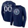 New York City FC Custom Team Authentic Long Sleeve T-Shirt - Navy - Front View