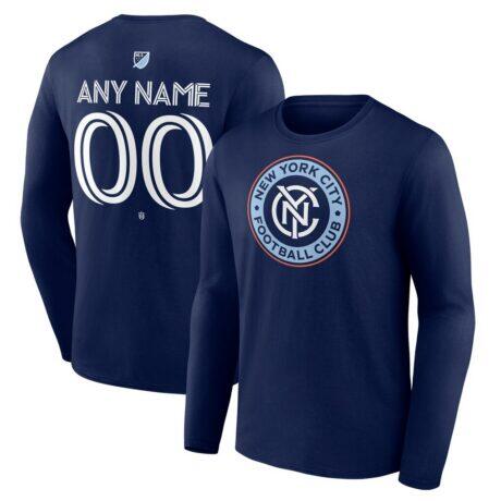 New York City FC Custom Team Authentic Long Sleeve T-Shirt - Navy - Front View