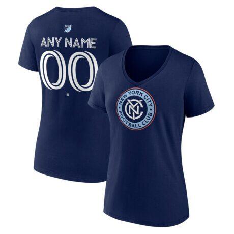 New York City FC Women's Custom Team Authentic V-Neck T-Shirt - Navy - Front View