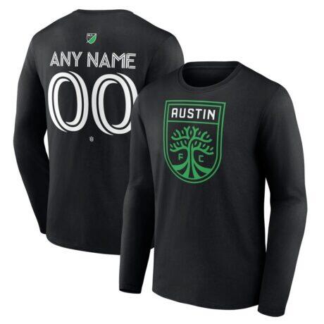 Austin FC Custom Team Authentic Long Sleeve T-Shirt - Black - Front View