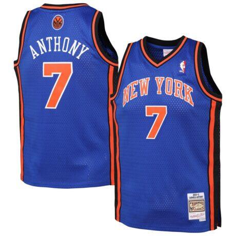 Carmelo Anthony New York Knicks Mitchell & Ness Youth 2010/11 Hardwood Classics Swingman Jersey - Blue - Front View